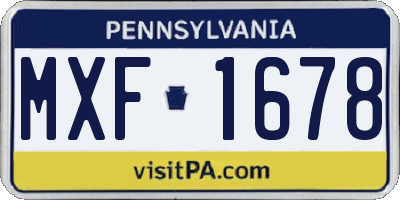 PA license plate MXF1678