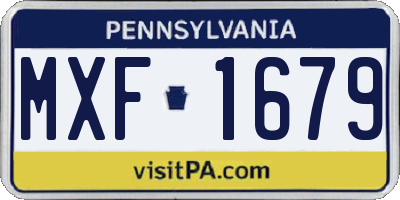 PA license plate MXF1679