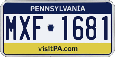 PA license plate MXF1681