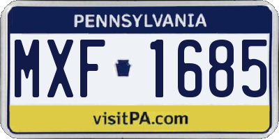 PA license plate MXF1685