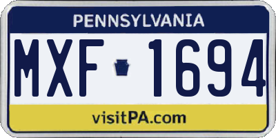 PA license plate MXF1694