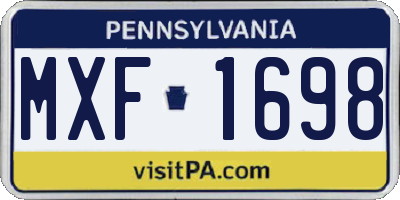 PA license plate MXF1698