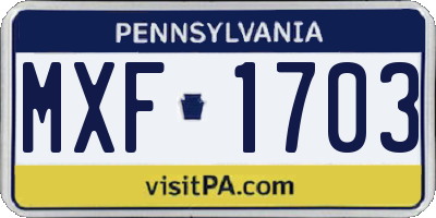PA license plate MXF1703