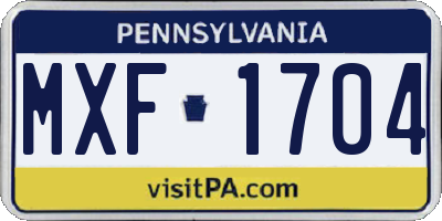 PA license plate MXF1704