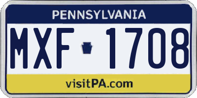 PA license plate MXF1708