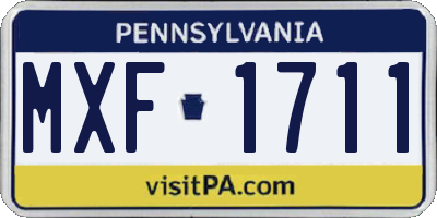 PA license plate MXF1711