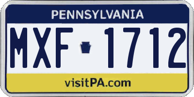 PA license plate MXF1712