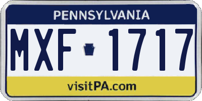PA license plate MXF1717