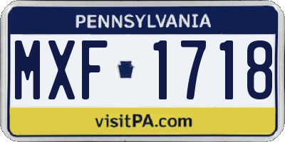 PA license plate MXF1718