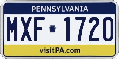 PA license plate MXF1720