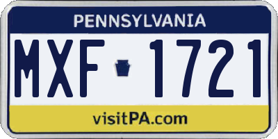 PA license plate MXF1721