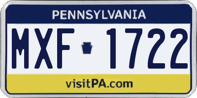 PA license plate MXF1722