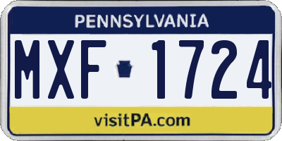 PA license plate MXF1724