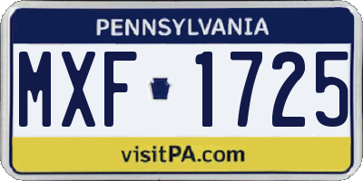 PA license plate MXF1725