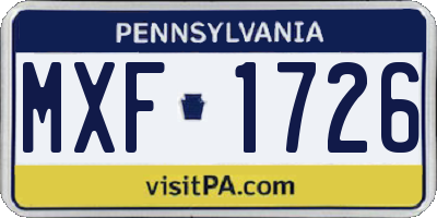 PA license plate MXF1726