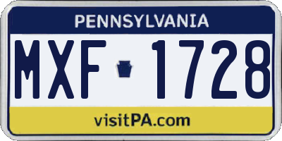 PA license plate MXF1728