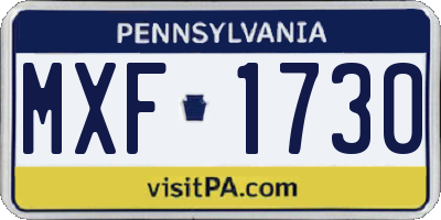 PA license plate MXF1730