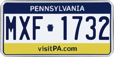 PA license plate MXF1732