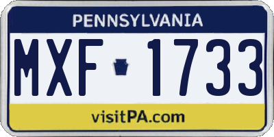 PA license plate MXF1733