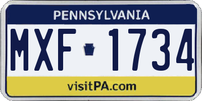 PA license plate MXF1734