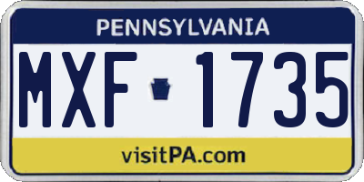PA license plate MXF1735