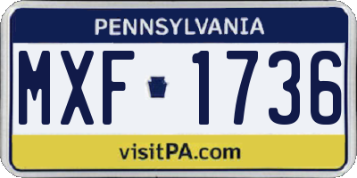 PA license plate MXF1736