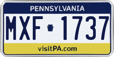 PA license plate MXF1737