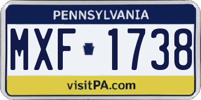 PA license plate MXF1738