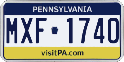 PA license plate MXF1740