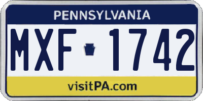 PA license plate MXF1742