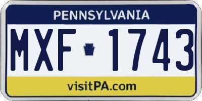 PA license plate MXF1743