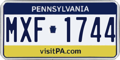 PA license plate MXF1744