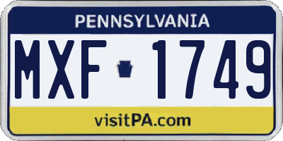 PA license plate MXF1749
