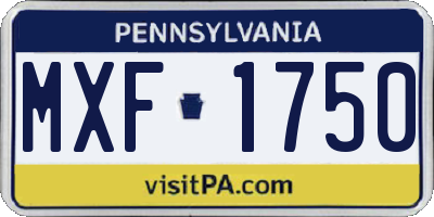 PA license plate MXF1750