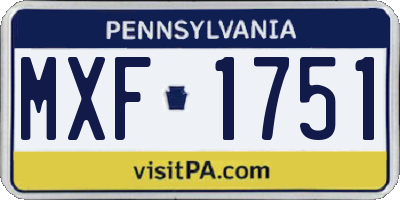 PA license plate MXF1751