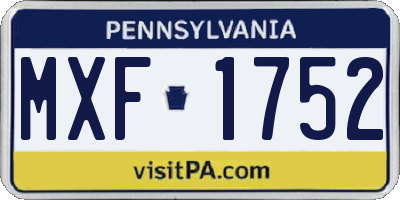PA license plate MXF1752