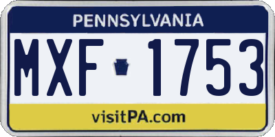 PA license plate MXF1753