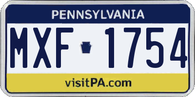PA license plate MXF1754