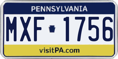 PA license plate MXF1756