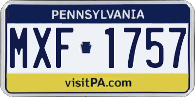PA license plate MXF1757