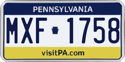 PA license plate MXF1758