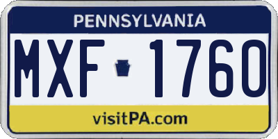PA license plate MXF1760