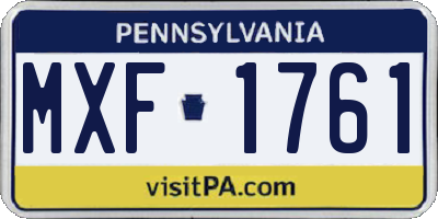 PA license plate MXF1761