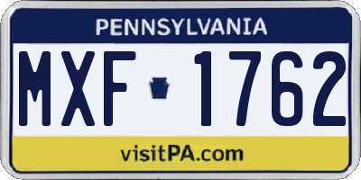 PA license plate MXF1762