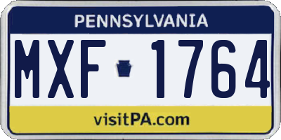 PA license plate MXF1764