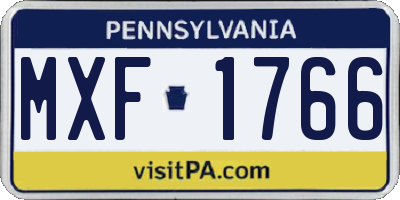 PA license plate MXF1766