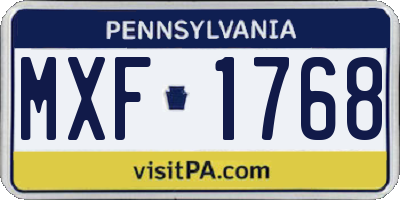 PA license plate MXF1768