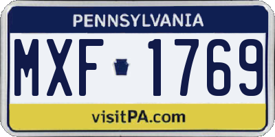 PA license plate MXF1769