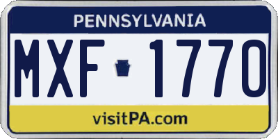 PA license plate MXF1770