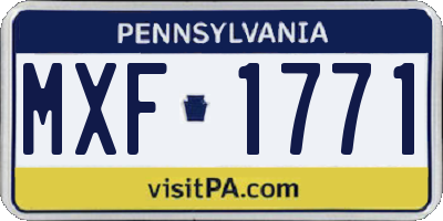 PA license plate MXF1771